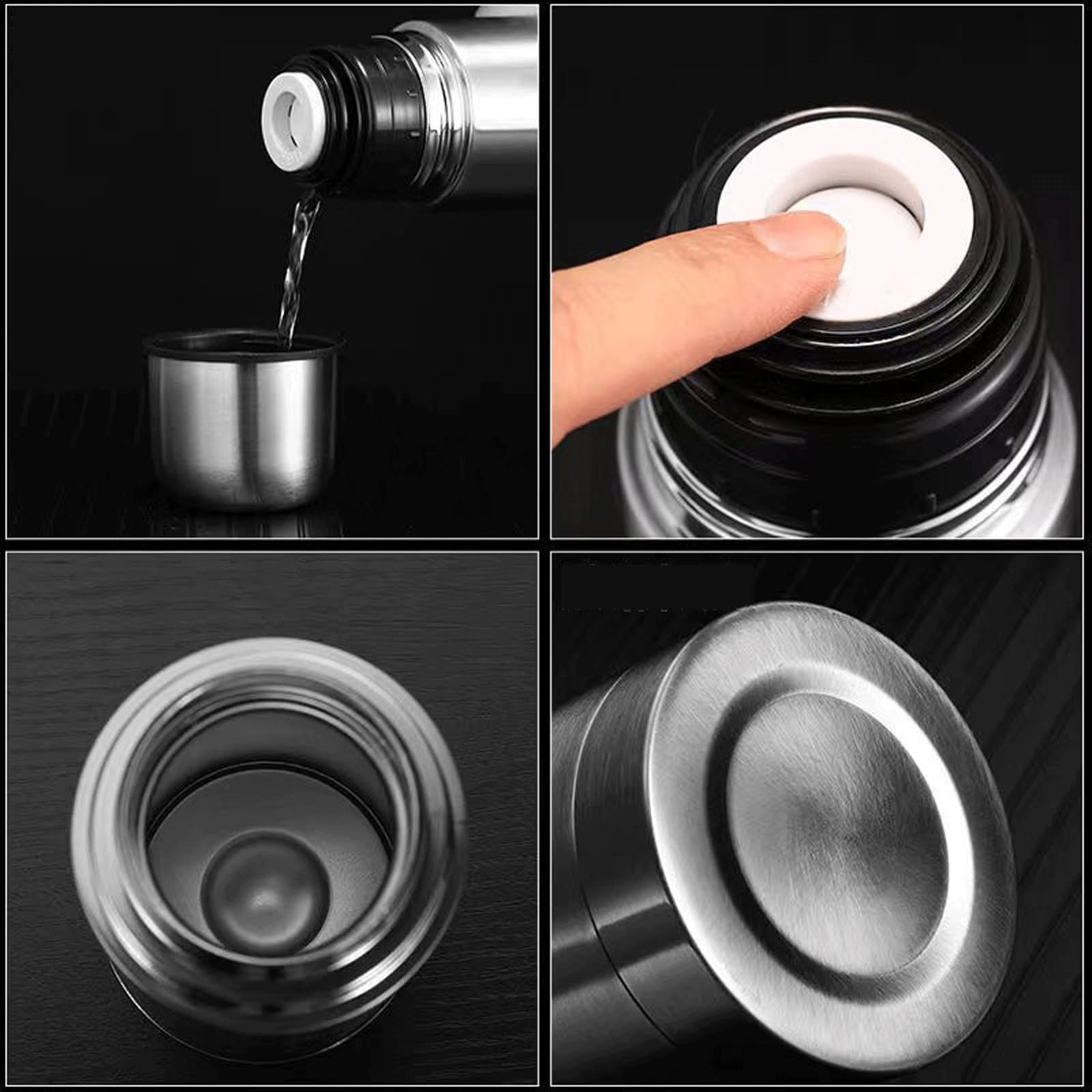 Stainless Steel Thermal Bottle lid doubles as a cup for hydration