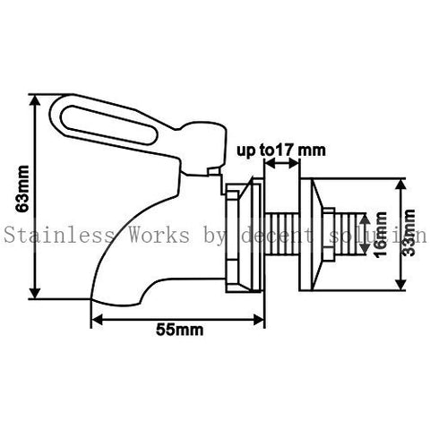 Stainless Works SSS010 spigot fits 16mm opening for versatile installation