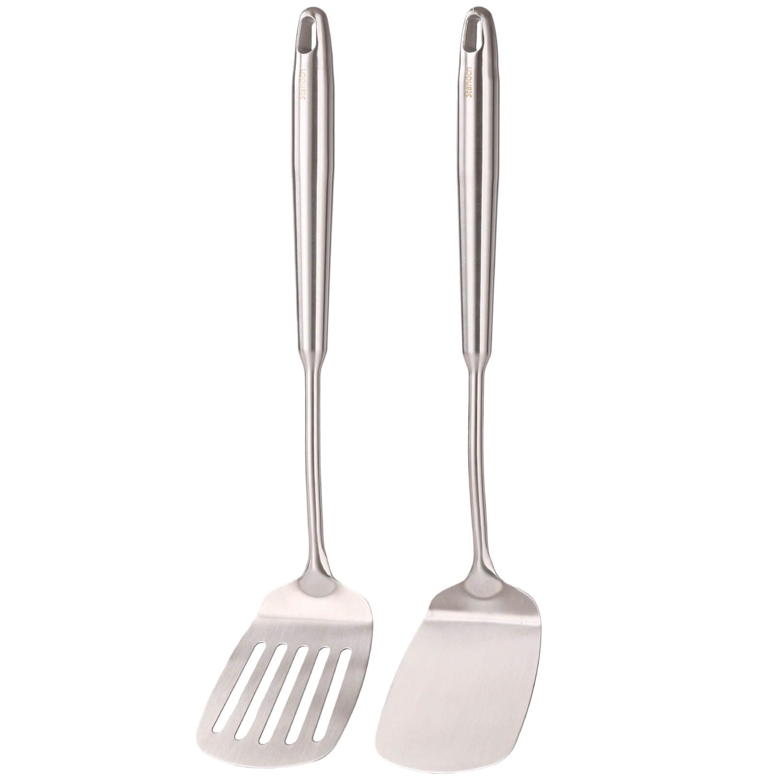 Standcn 18-10 stainless slotted spatula, 14.7 inch, drains grease for pancakes and eggs.