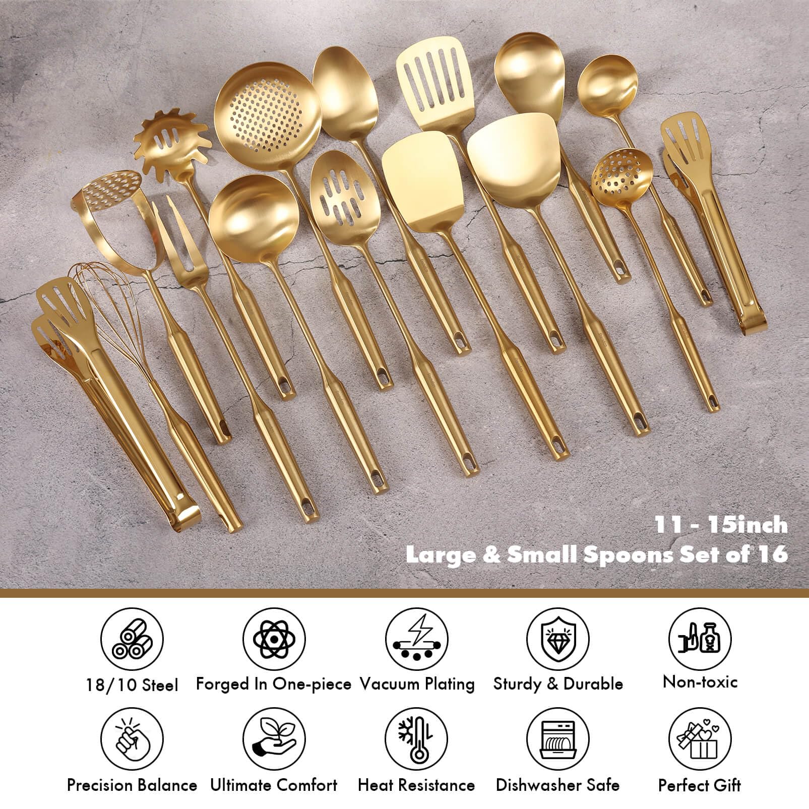 Standcn gold utensils set small spoon ideal for precise plating and serving.