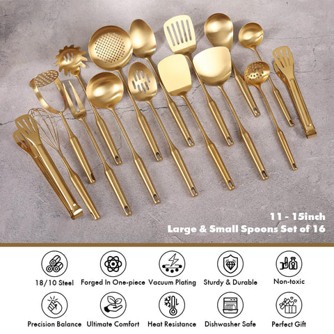 Standcn gold utensils set small spoon ideal for precise plating and serving.