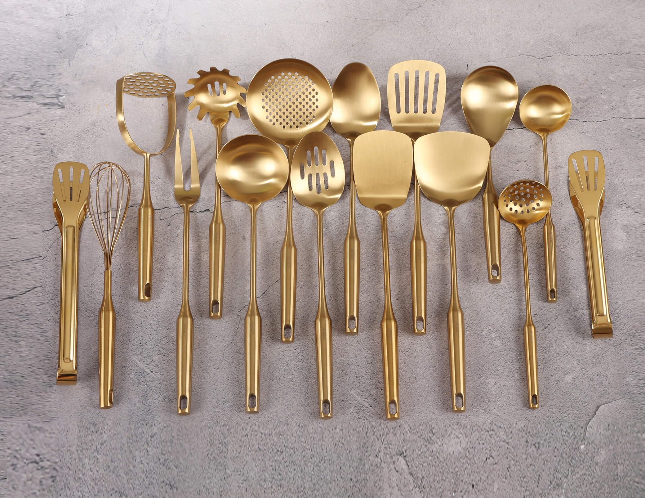 Standcn gold soup ladle for serving soups with style.