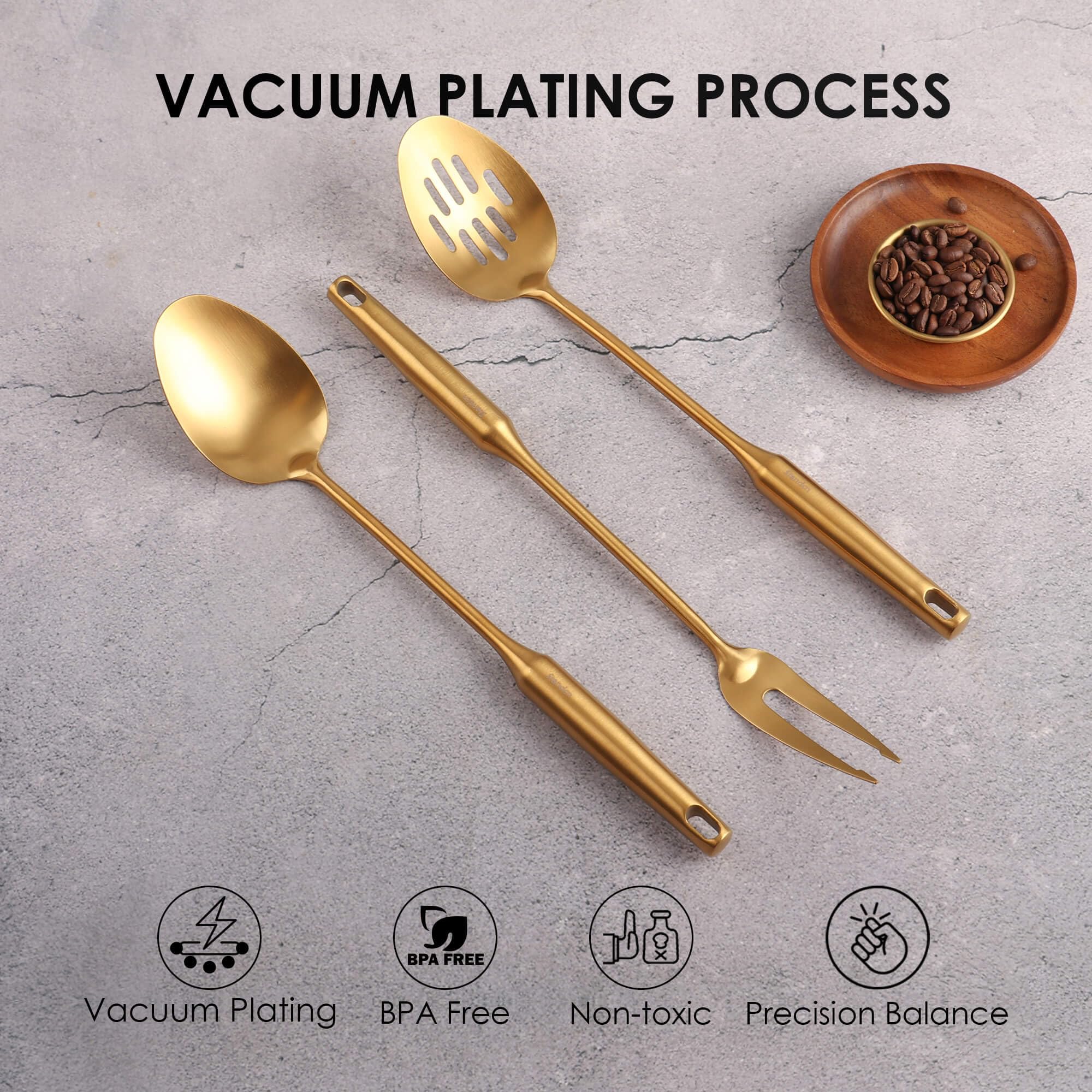 Standcn Gold skimmer spoon for removing foam during cooking