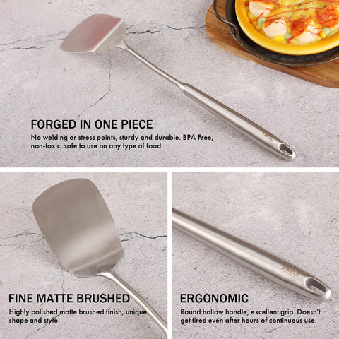 Standcn one-piece forged spatula solid-turner with balanced weight for precise flips.