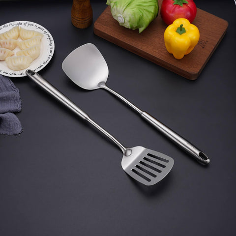 Standcn pasta-serving spoon ideal for lifting noodles without clumping.
