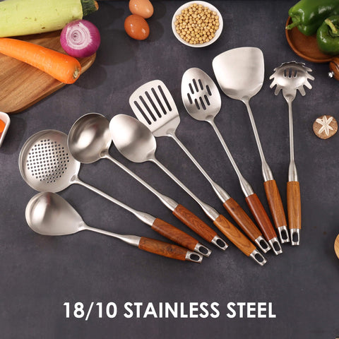 Standcn rosewood-slotted-serving-spoon drains liquids while serving and portioning