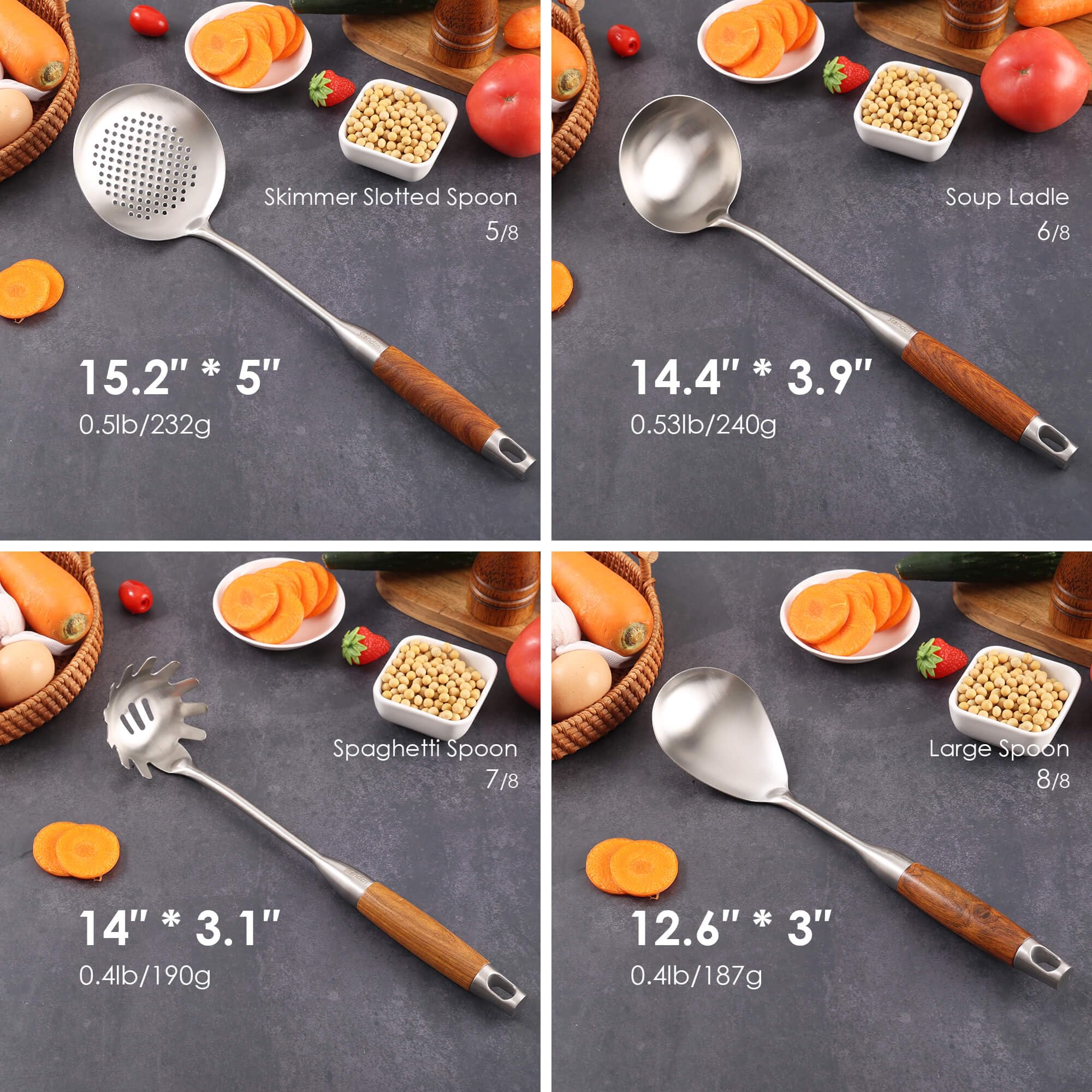 Standcn rosewood solid-serving-spoon ideal for sauces and side dishes with sturdy stainless core