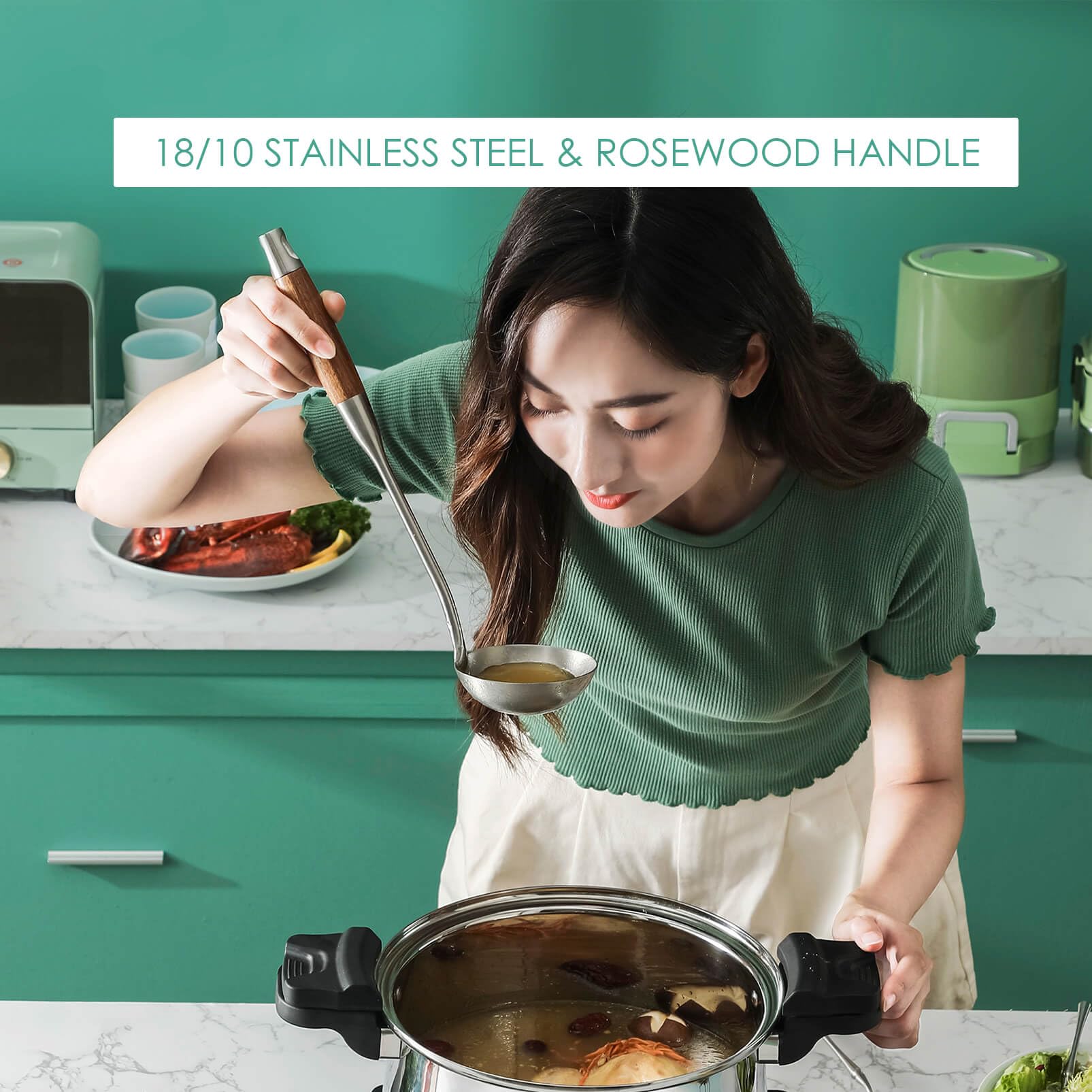 Standcn rosewood-soup-ladle perfect for smooth ladling and serving hot liquids