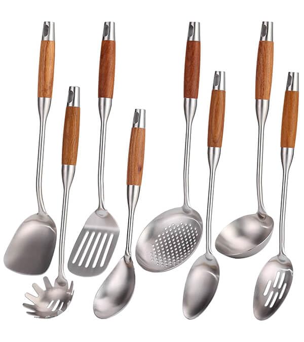 Standcn rosewood spatula-turner for flipping with heat-resistant grip and durable stainless construction