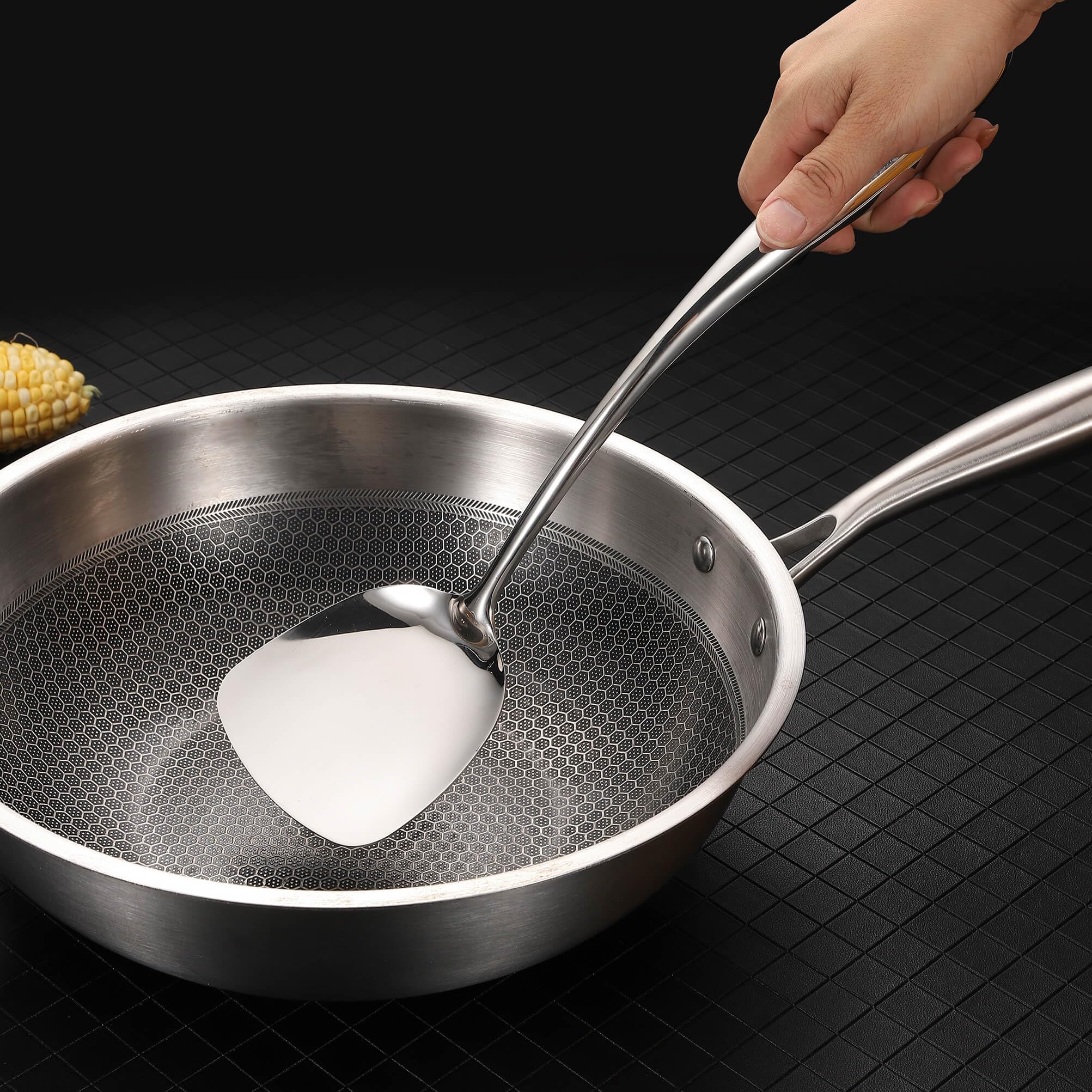 Standcn spaghetti spoon for serving pasta with control.