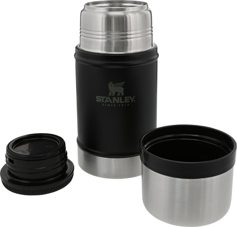 Durable stainless steel Stanley jar for rugged outdoor use.