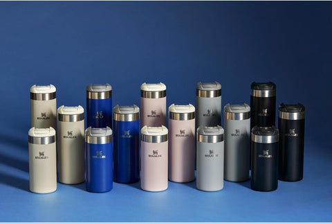 Stanley AeroLight Transit bottle in Dried Pine finish suits office and outdoor adventures.