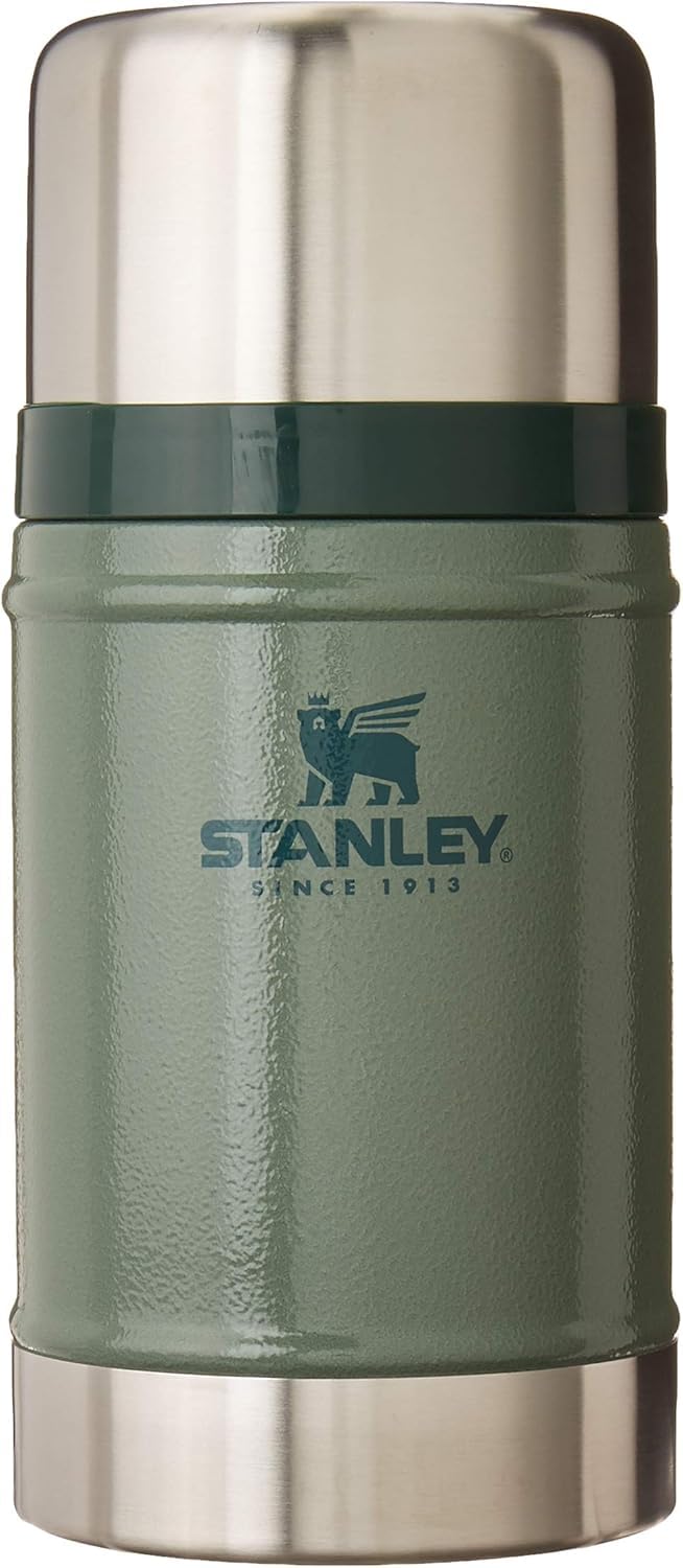Stanley Classic 24oz food jar front view, rugged stainless steel with double insulation for all-day heat.