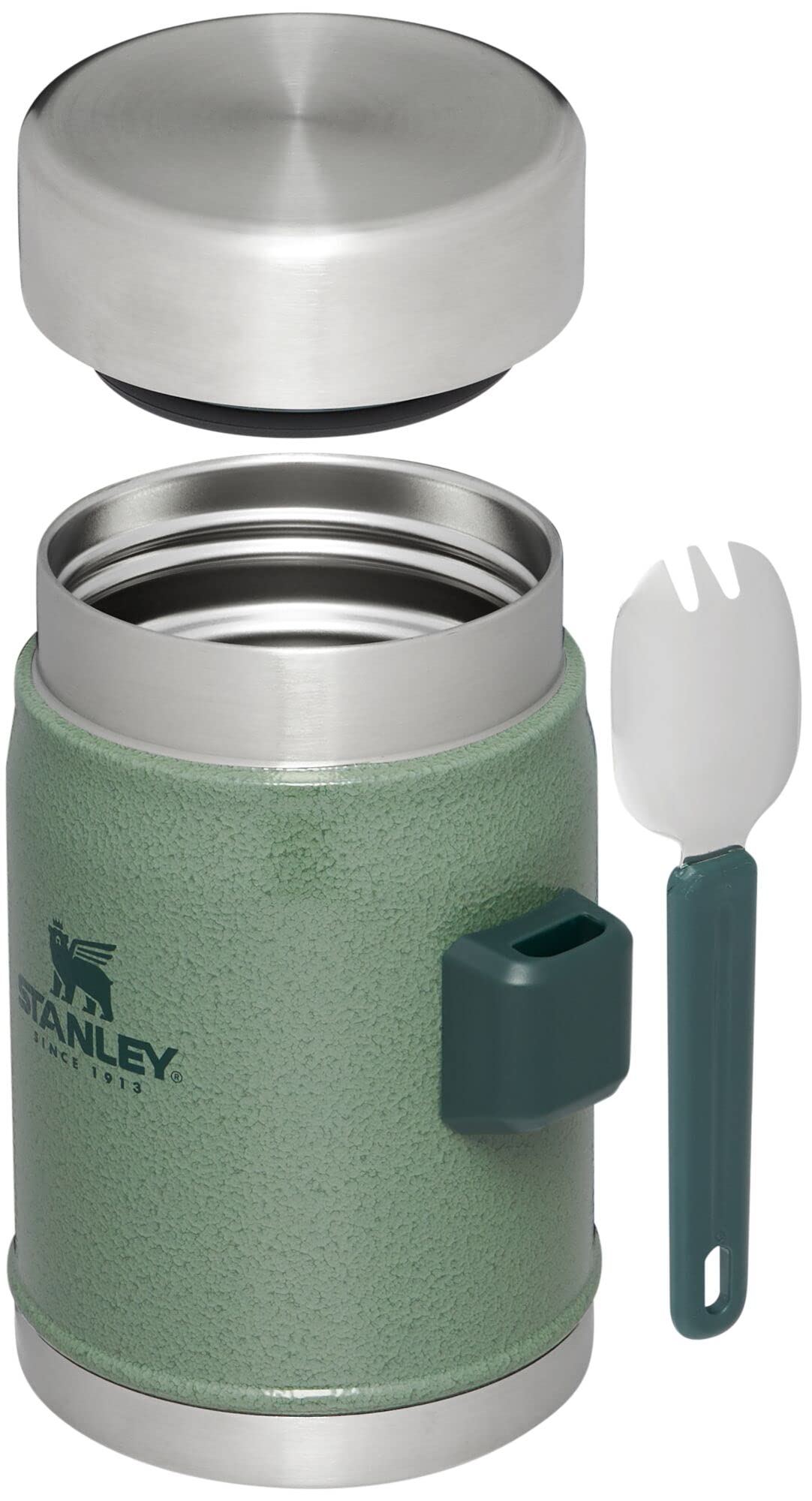Stanley spork attached to jar for convenient meals on the go.