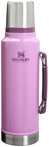 Stanley Classic 1.5qt vacuum bottle with wide mouth for easy filling and pouring on trips.