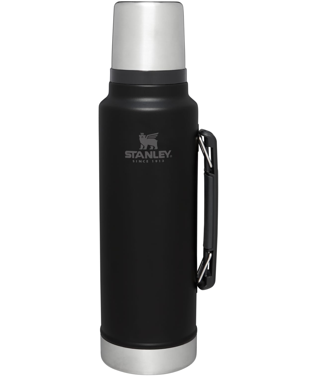 Stanley Classic vacuum bottle with wide mouth keeps hot coffee on the go.