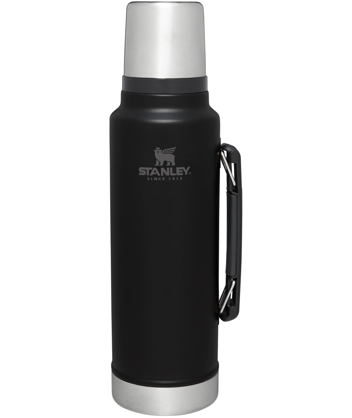 Stanley Classic vacuum bottle with wide mouth keeps hot coffee on the go.