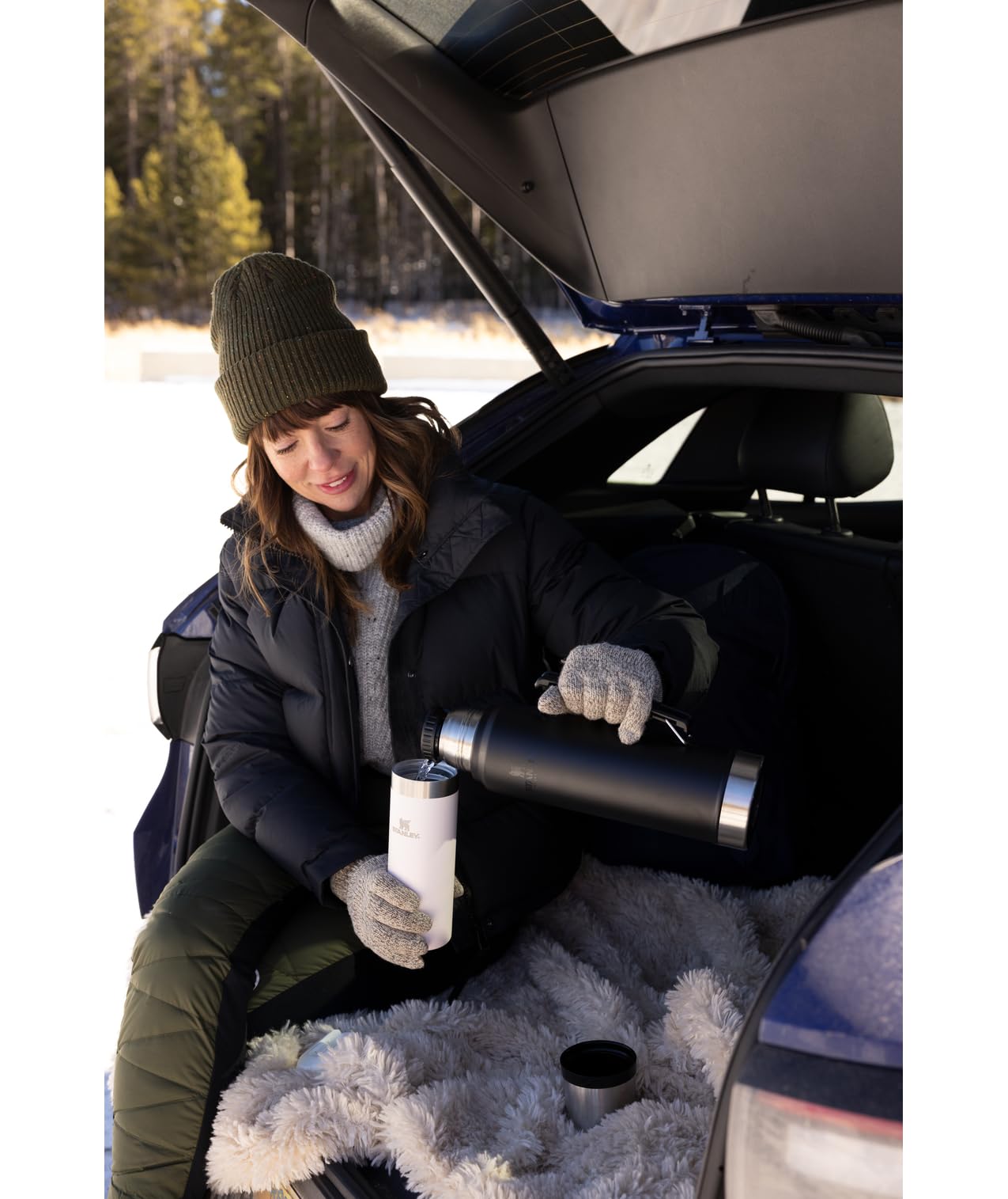 Stanley Classic vacuum bottle insulation preserves hot or cold drinks for 24 hours.
