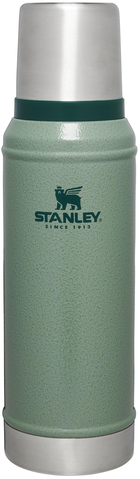 Stanley Classic vacuum bottle with wide mouth for easy filling and pouring, long temperature retention.