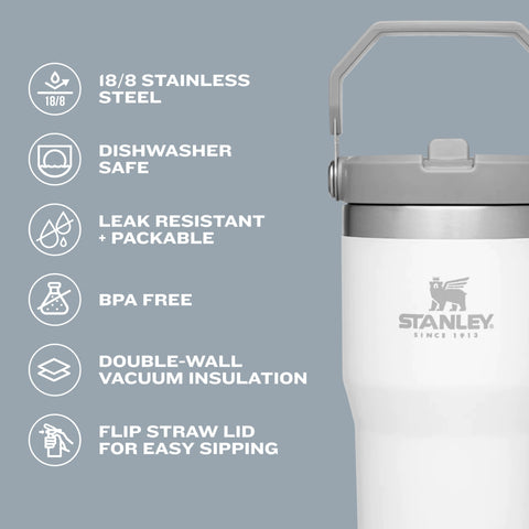 STANLEY IceFlow double wall vacuum insulation keeps drinks cold.