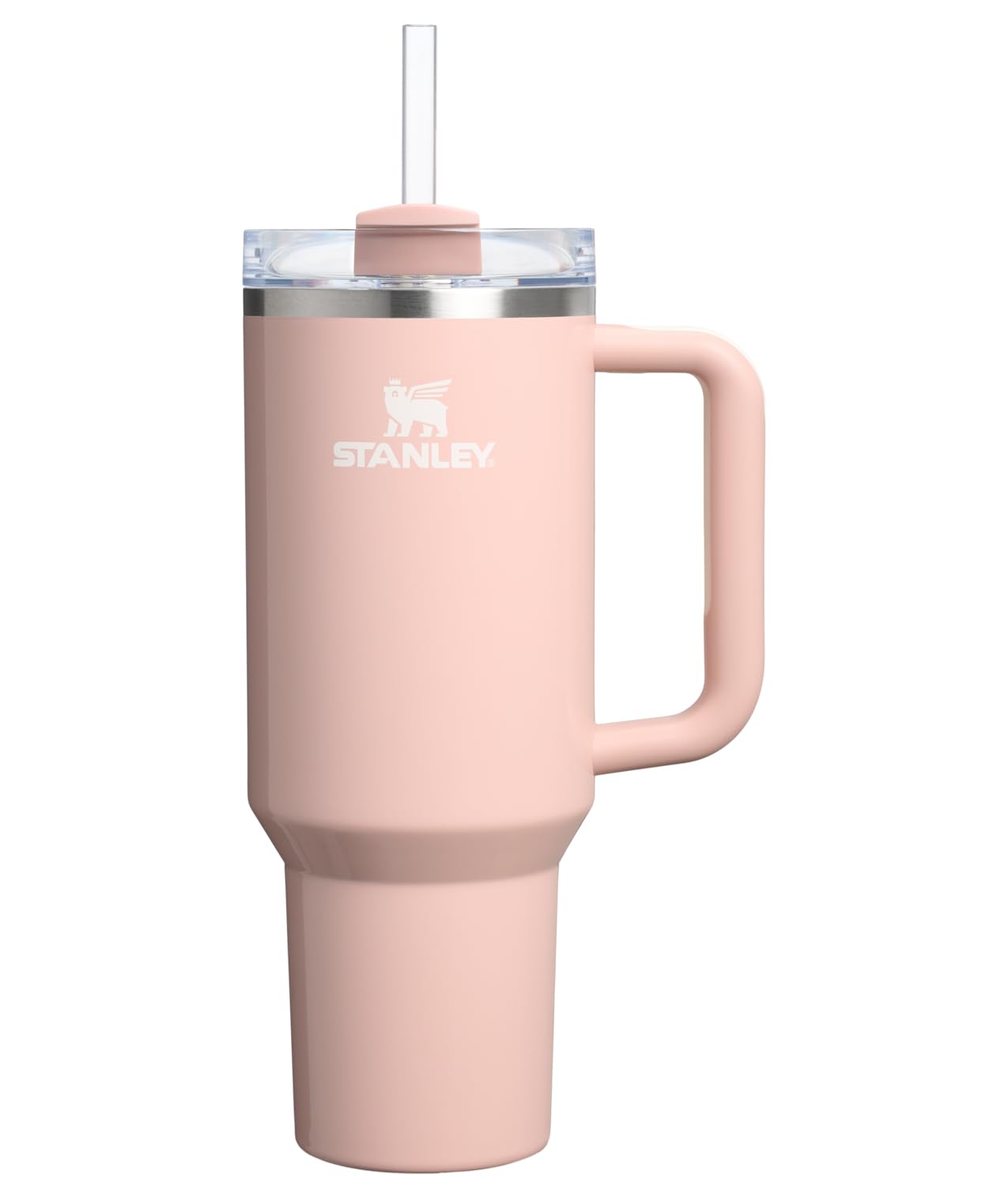 STANLEY Quencher H2.0 40oz Peach Whip Gloss angled shot keeps beverages cold on the go.