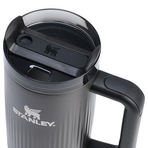 STANLEY FlowState lid showing three positions for spill-resistant sipping