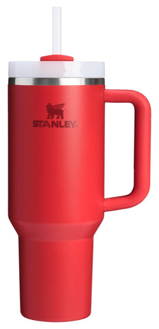 STANLEY Quencher H2.0 40oz chili red with handle close-up for easy on-the-go hydration.