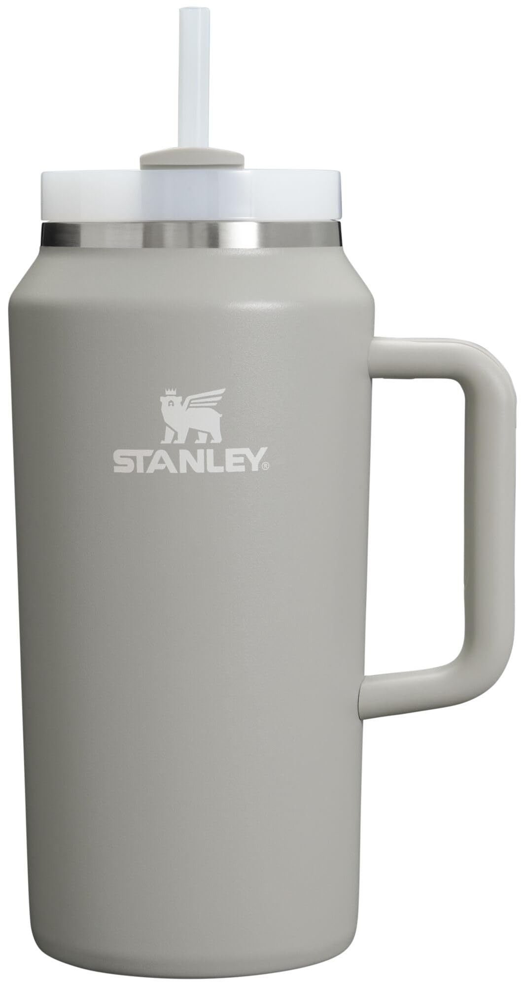 STANLEY Quencher H2.0 64oz ash color with ergonomic handle for easy carry.