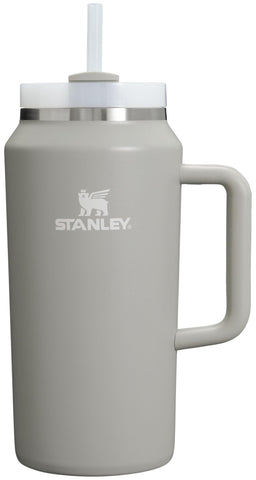 STANLEY Quencher H2.0 64oz ash color with ergonomic handle for easy carry.