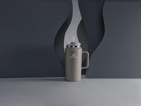 Wide base on the 64oz Quencher reduces slip and fits most setups.