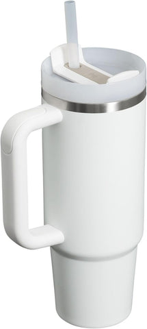 Stanley Quencher H2.0 insulated stainless steel keeps drinks cold for hours.