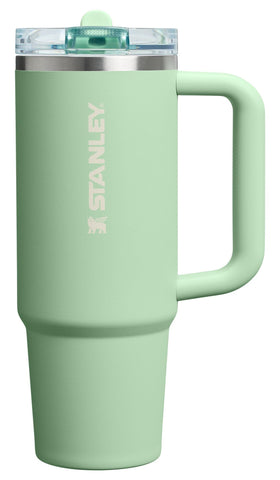 Stanley Quencher ProTour Pistachio with flip straw lid for spill-free hydration on the go.