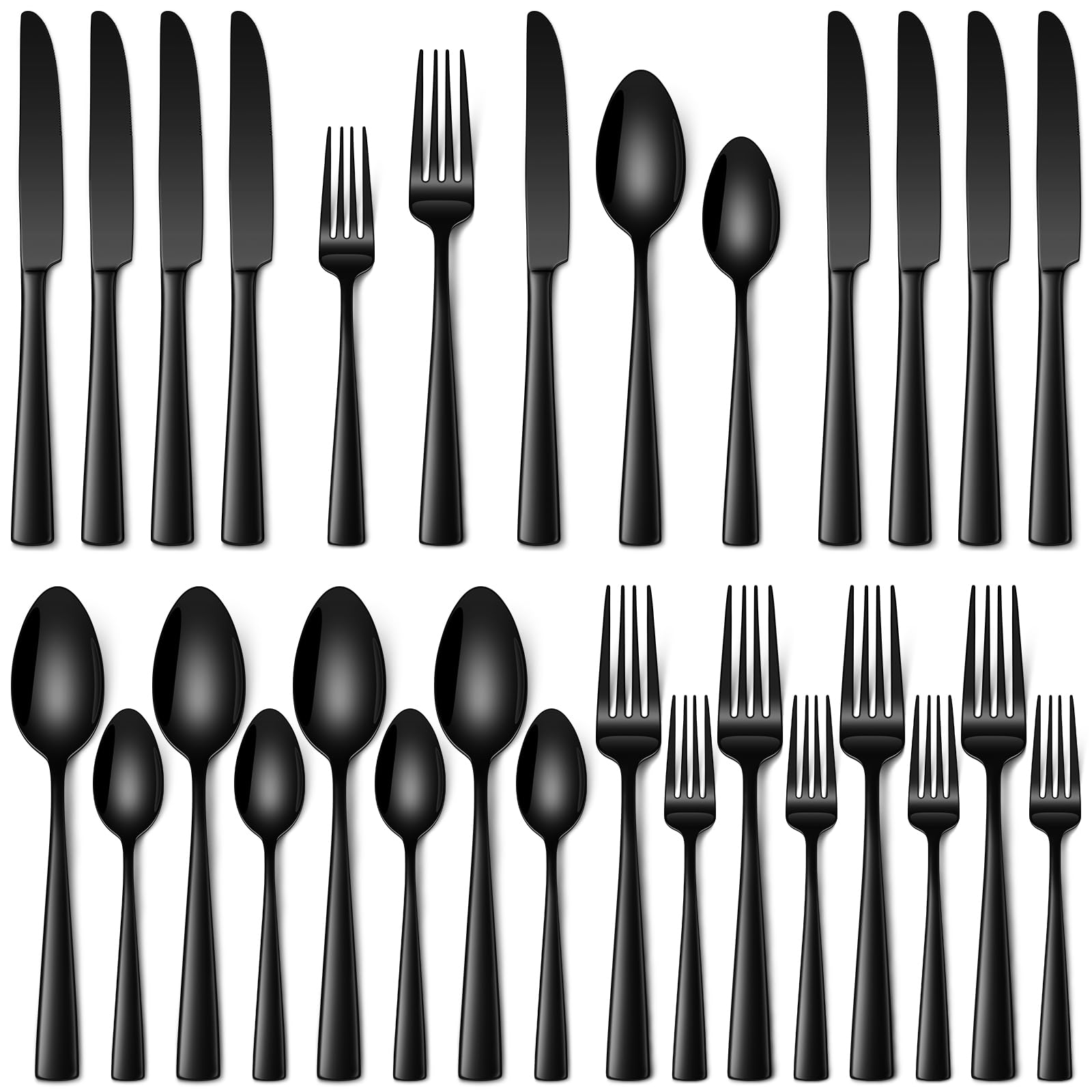 Stapava 20pc black silverware set, dinner knives for everyday meals.
