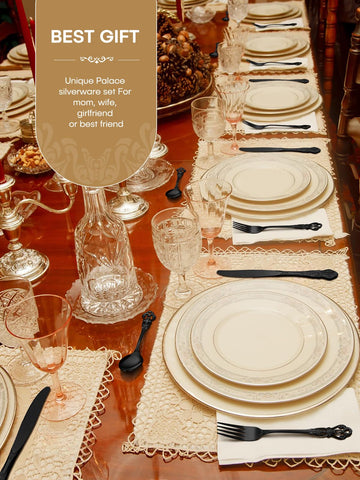 Family table setting with Stapava silverware during candlelit dinner