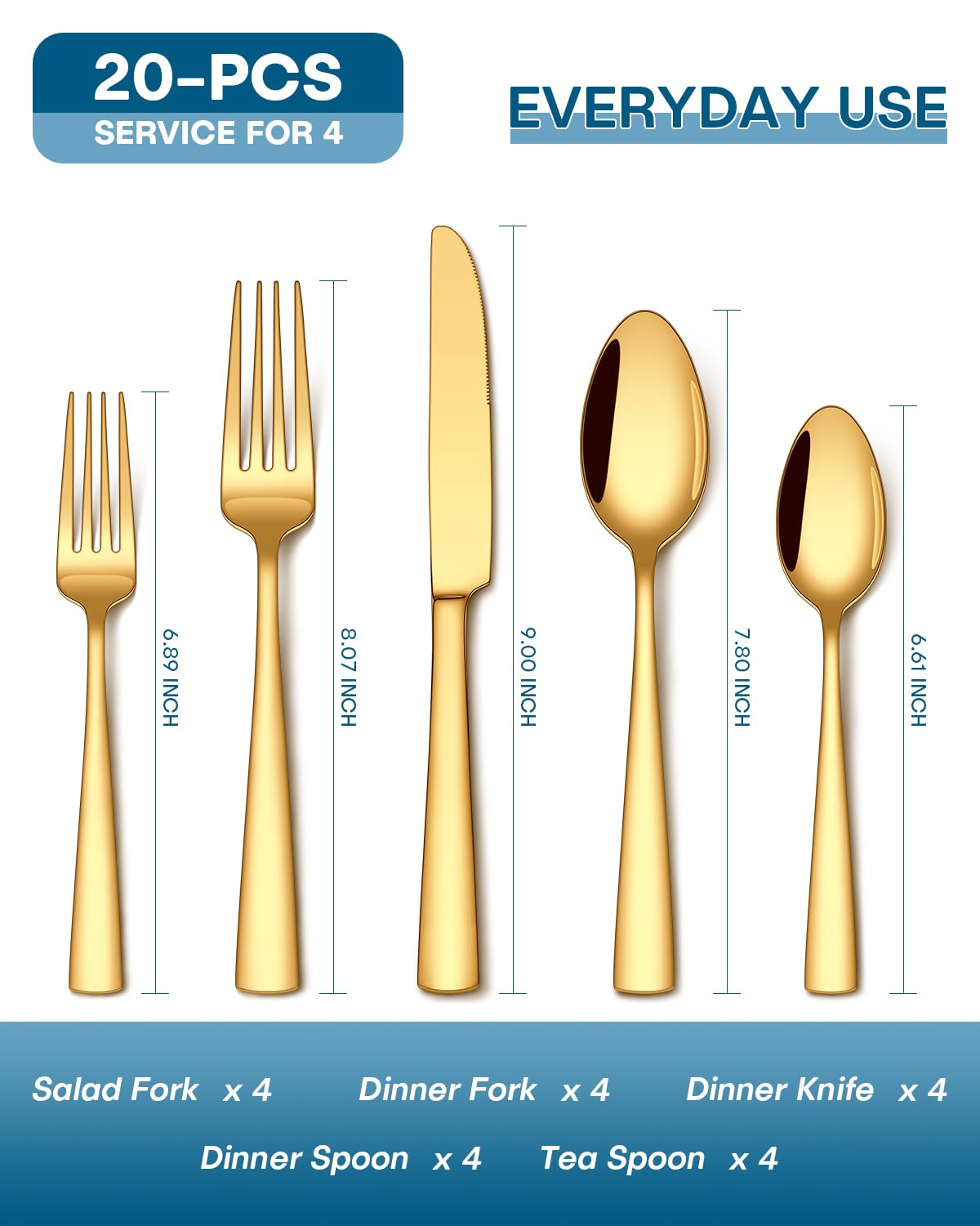 Stapava gold silverware set dining forks with sleek modern design for daily meals