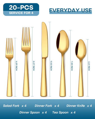 Stapava gold silverware set dining forks with sleek modern design for daily meals