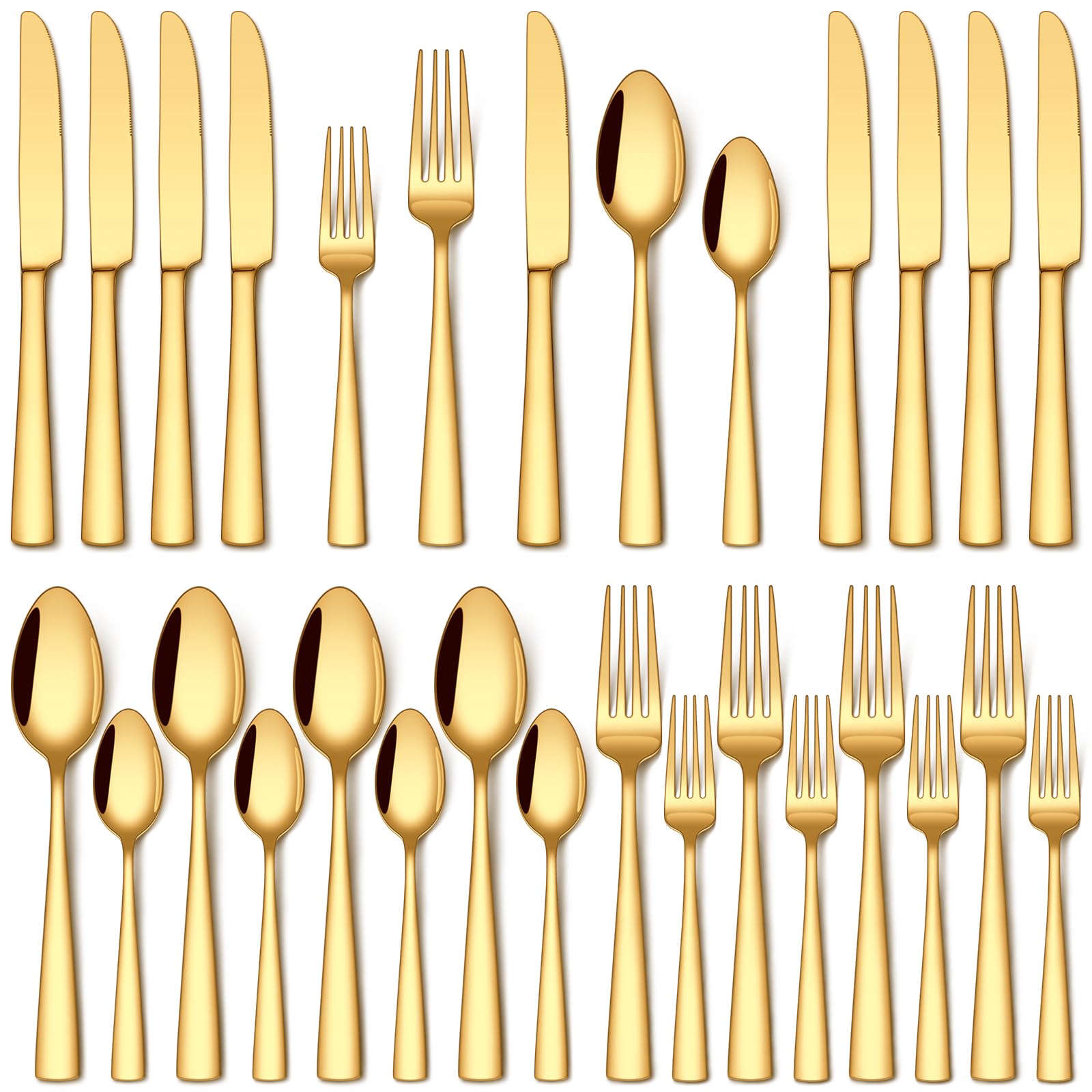 Stapava gold silverware set dining knives with mirror finish for elegant table settings
