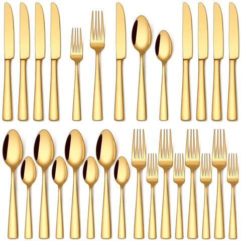 Stapava gold silverware set dining knives with mirror finish for elegant table settings