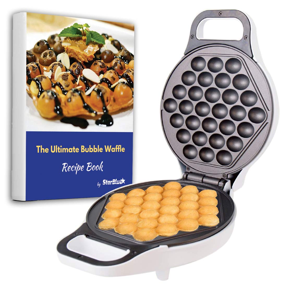 StarBlue Hong Kong Egg Waffle Maker angled shot highlights quick, even cooking