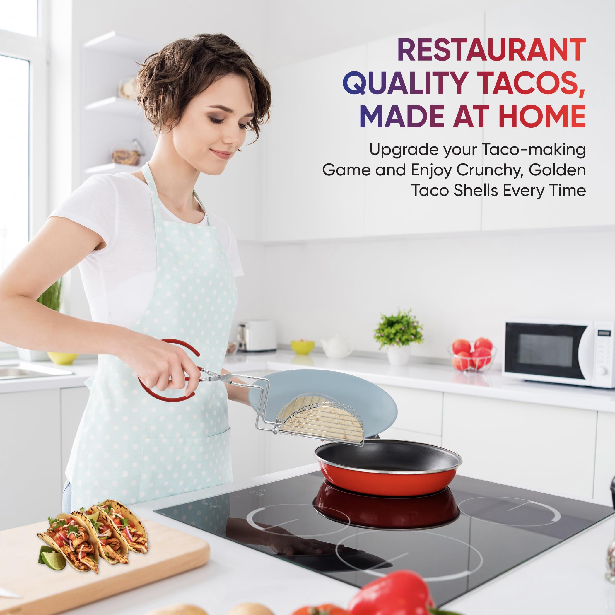StarBlue dishwasher-safe taco shell tongs for quick cleanup after frying.