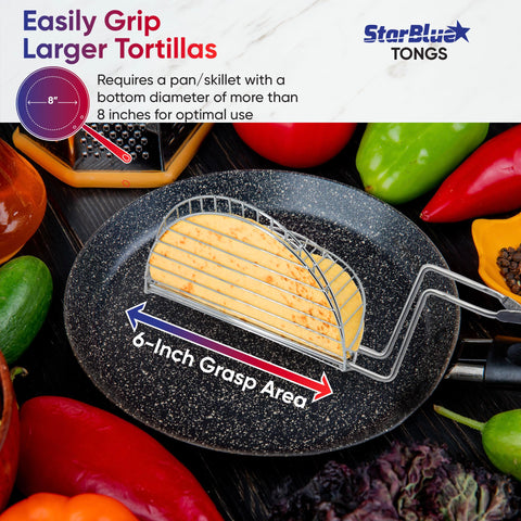 StarBlue stainless steel taco tongs emphasize durable, rust-resistant construction.