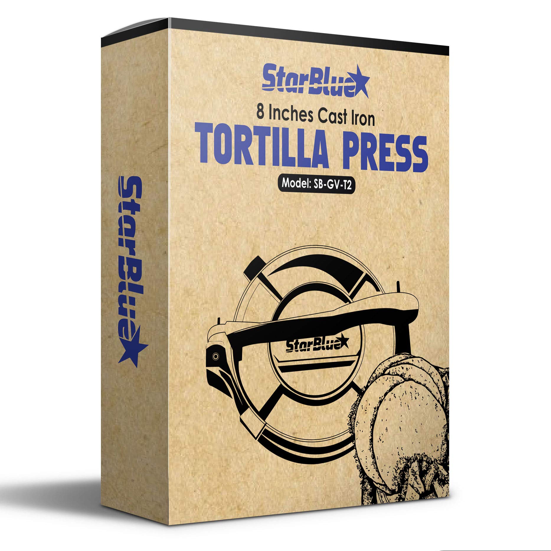 StarBlue tortilla press placed in a modern kitchen ready to use.