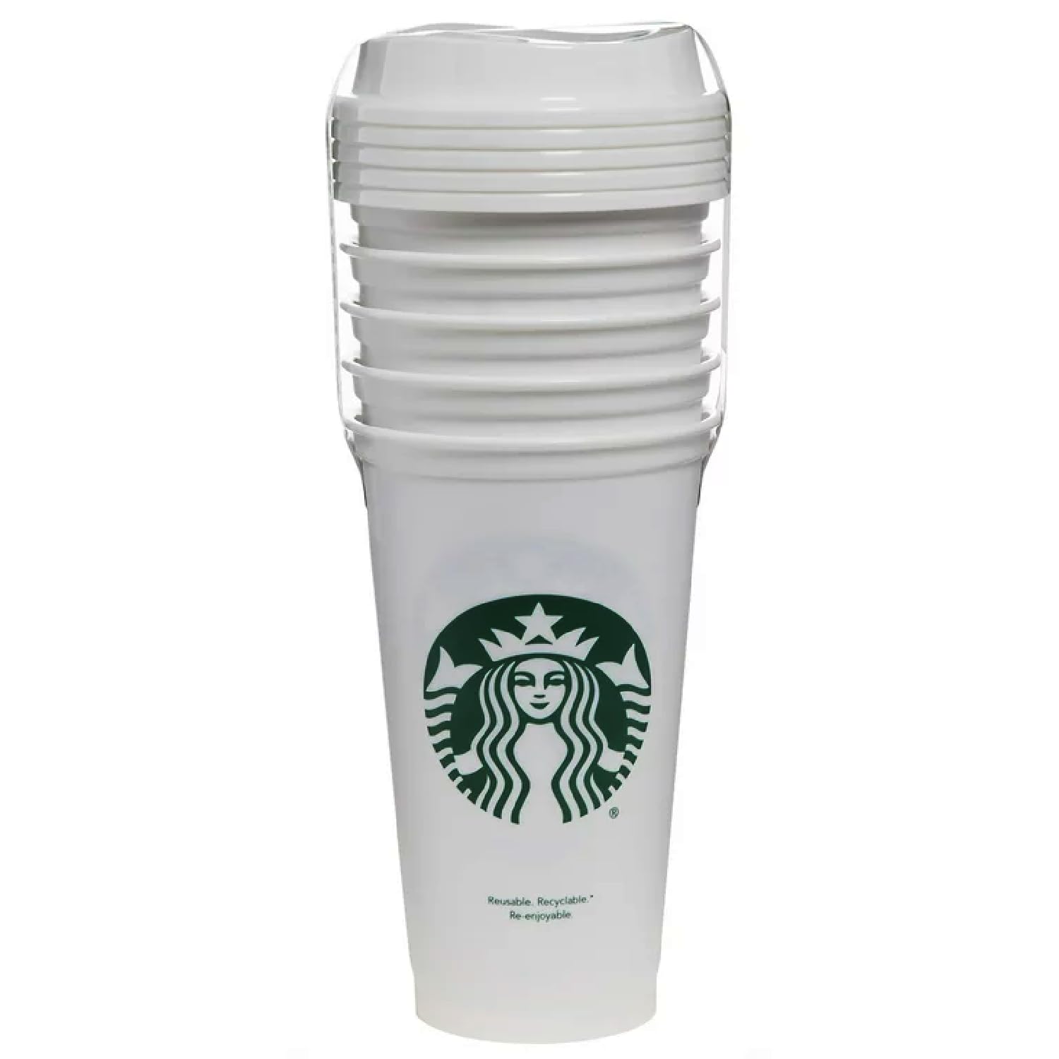Starbucks set of five cups with lids for shared coffee sessions.