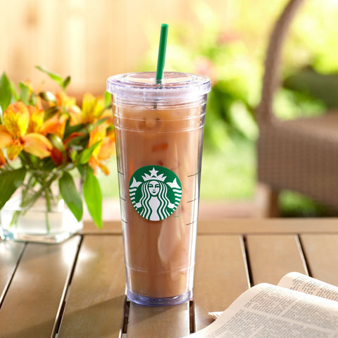 Starbucks Cold Cup Venti 24 oz reusable-straw highlights easy sipping on the go.