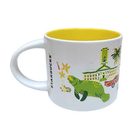 Starbucks Florida mug full view highlighting white and yellow design for stylish sips