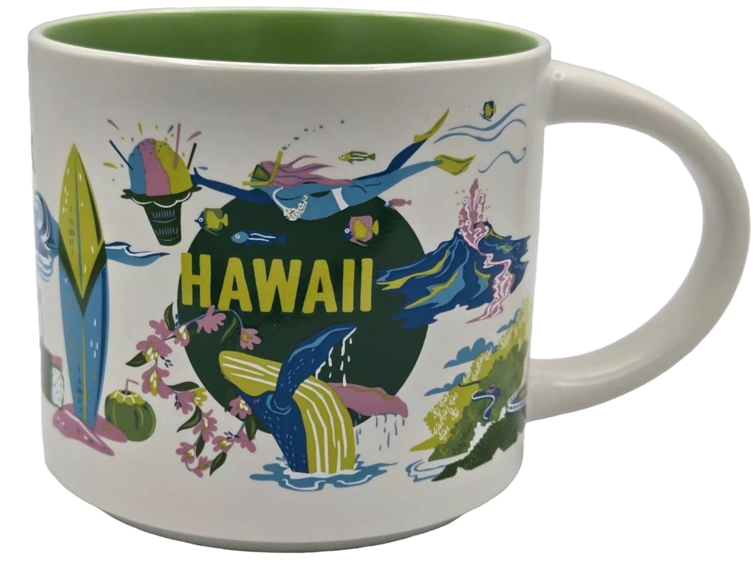 Starbucks Hawaii Discovery ceramic mug, side view, comfortable handle for cozy mornings.