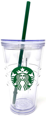 Starbucks 16 oz plastic cold cup with clear body and green logo for iced drinks on the go.