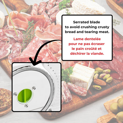 Starfrit Deli Slicer safety features including pusher and thumb guard