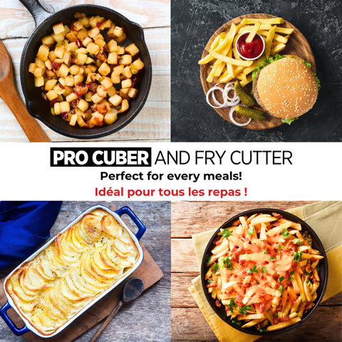 Starfrit Pro Fry Cutter & Cuber with stable non-slip base in use