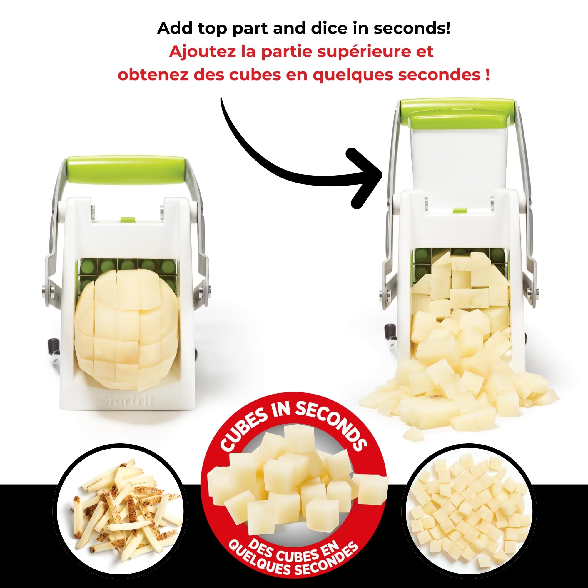 Starfrit Pro Fry Cutter & Cuber detachable parts for easy cleaning